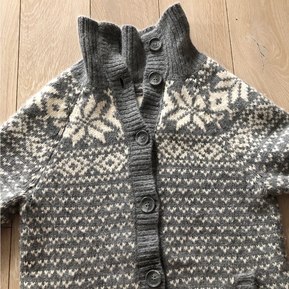 Aerie Y2K Lambswool Rabbit Hair Blend Snowflake Colorwork Cardigan in Grey S - Picture 5 of 12